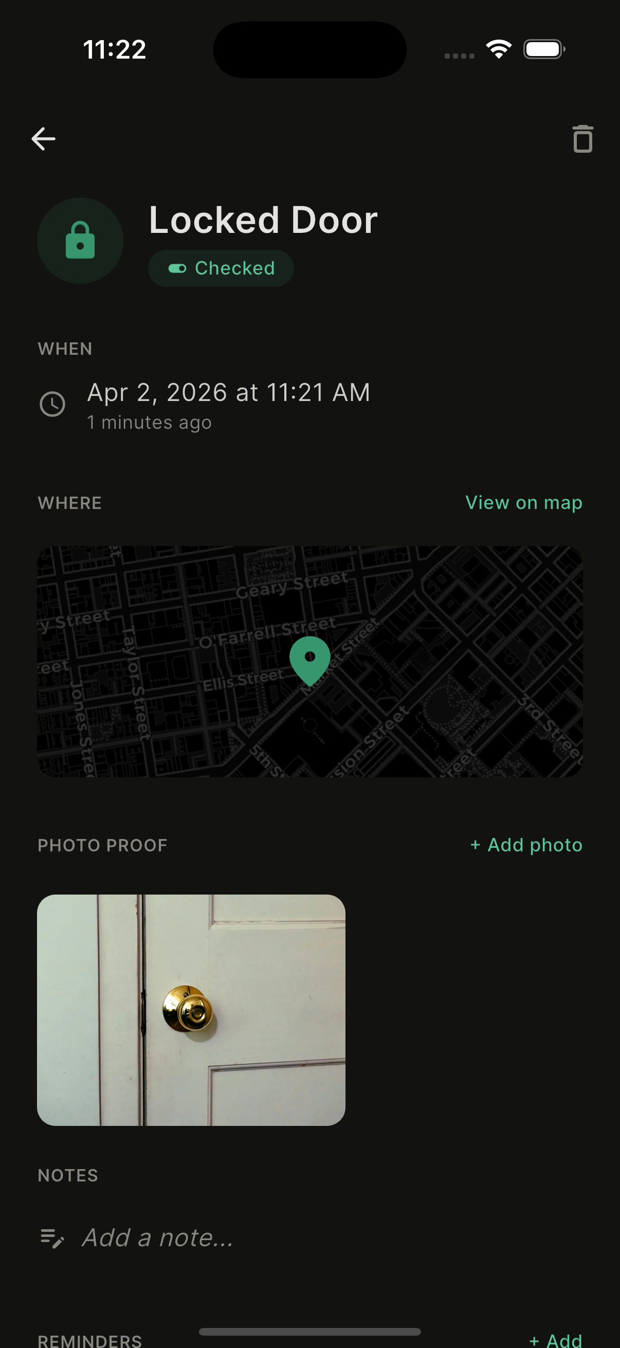 Did I Lock It? - Log detail with photo proof